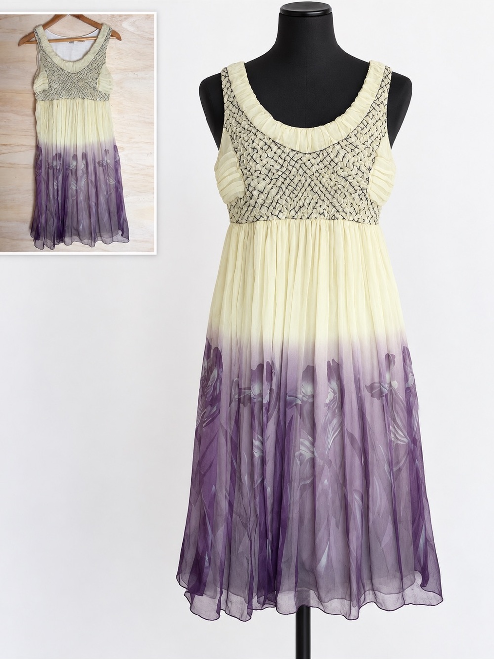 Leon Max Limited Edition 100% Silk Ombre Floral Dress